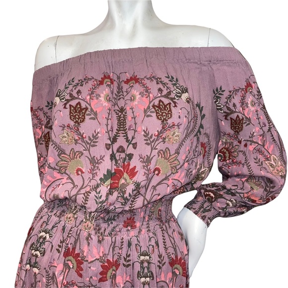 Free People Open Back Off The Shoulder Long Sleeve Floral Romper | Size: Small - Picture 2 of 9